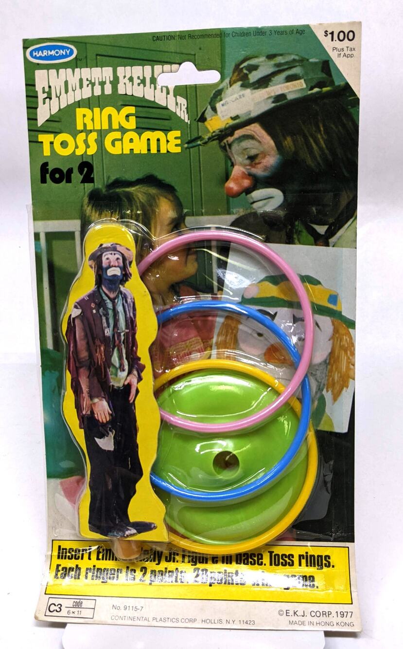Vintage 1977 Emmett Kelly Jr. Ring Toss Toy Game - Clown, Circus, Ringling